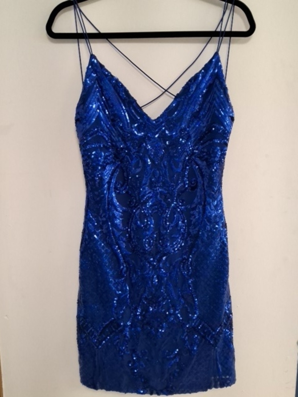 B. Smart Royal Blue Sequined Slip Mini Dress